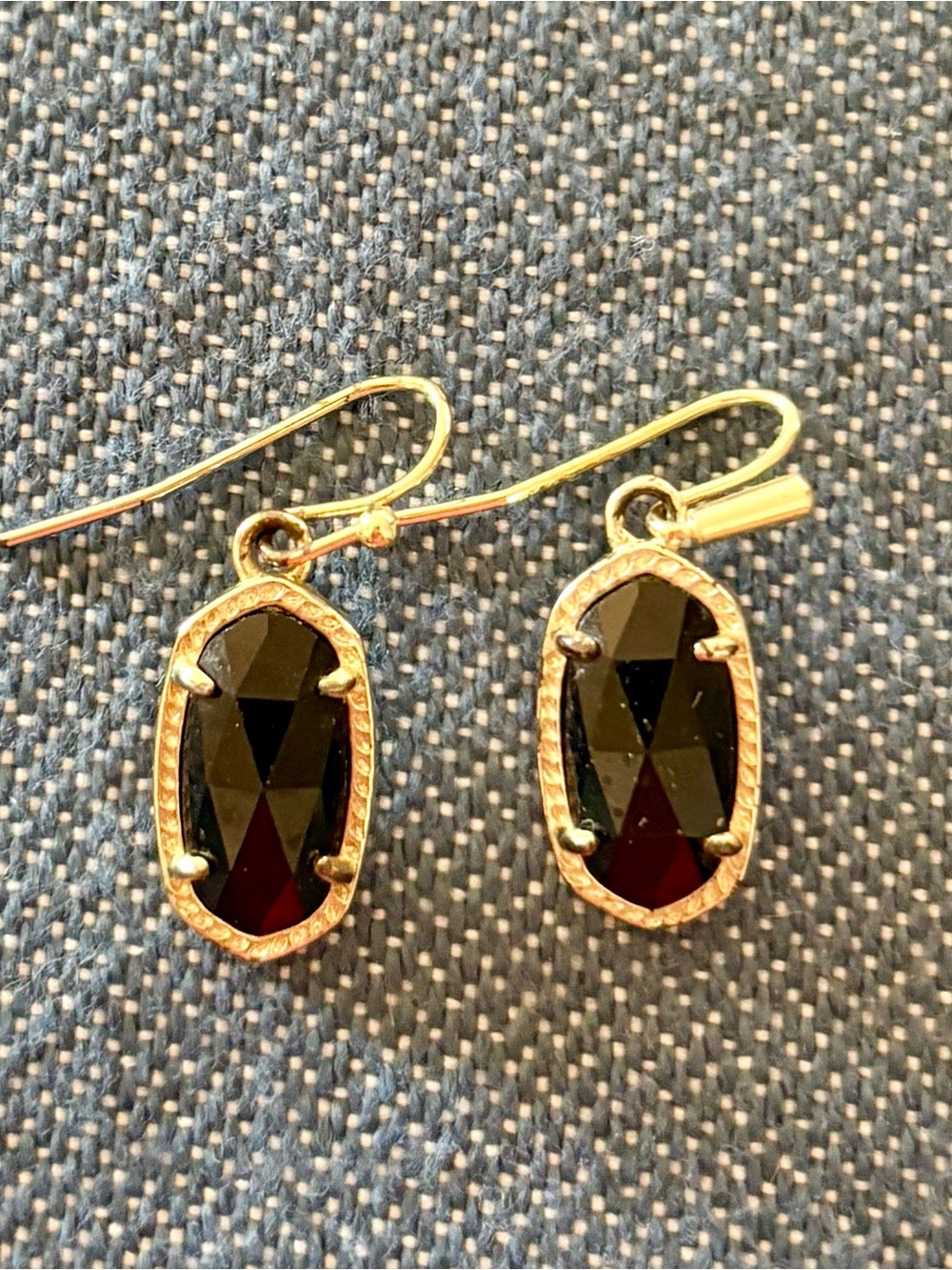 Kendra Scott Gold Dangle Earrings with Black Stones